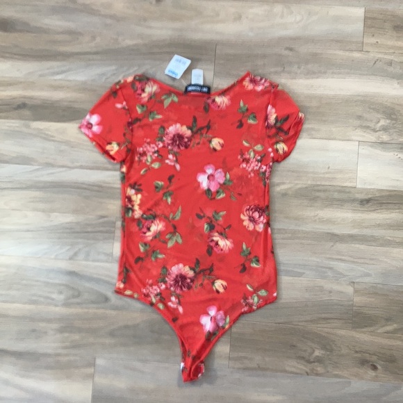 NWT sheer floral print bodysuit juniors size M - Picture 8 of 16